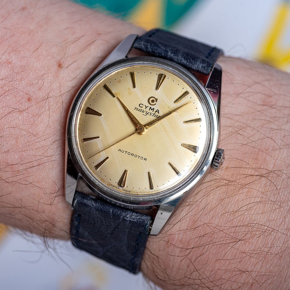 GENTLEMAN'S VINTAGE CYMA NAVYSTAR AUTOROTOR AUTOMATIC, CIRCA. 1955, R480, 35MM STEEL CASE, - Image 2 of 7