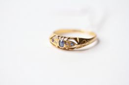 Victorian Sapphire & Diamond Ring, size S, 2.22g.