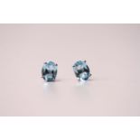 Pair of blue topaz silver studs