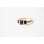 Sapphire & Diamond Ring, stamped 9ct yellow gold, size Q1/2, 2.81g.