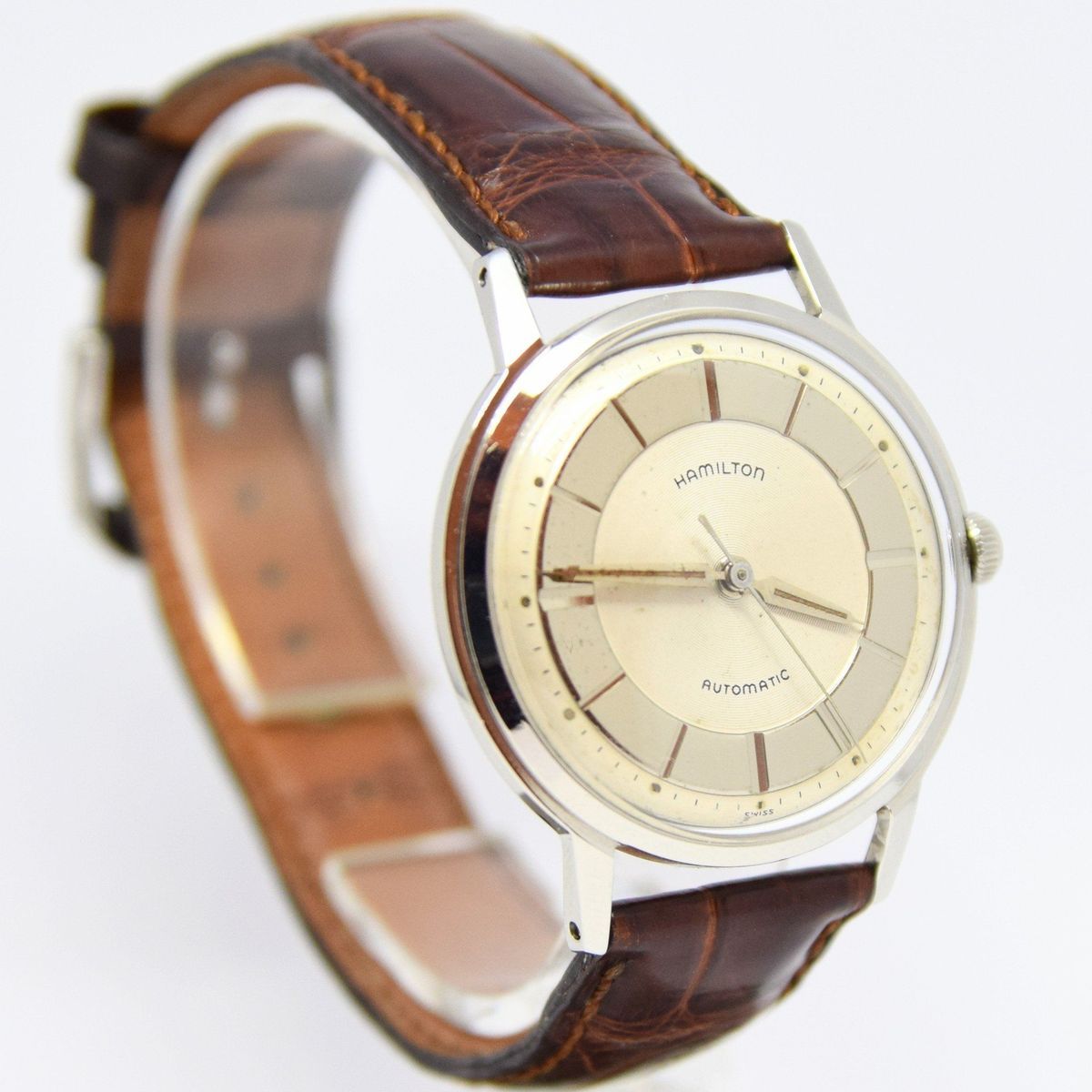 HAMILTON AUTOMATIC MICRO-ROTOR WRISTWATCH WITH TUXEDO DIAL AND ORIGINAL BOX 1950S. REFERENCE - Image 6 of 12