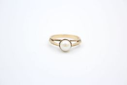vintage 9ct pearl solitaire ring 3 grams gross