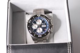 EDOX SPIRIT OF NORWAY LIMITED EDITION WATCH WITH BOX, circular blue dial with three silver subsidary