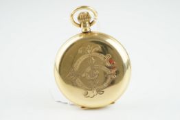 VINTAGE MUIR & SON GLASGOW 18CT GOLD POCKET WATCH, circular white dial with roman numeral hour