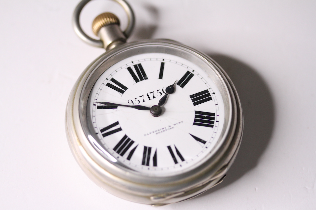 VINTAGE FATTORINI & SONS CONTINENTAL RAILWAY POCKET WATCH, circular white dial with roman numeral