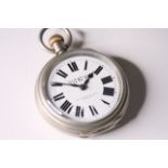 VINTAGE FATTORINI & SONS CONTINENTAL RAILWAY POCKET WATCH, circular white dial with roman numeral