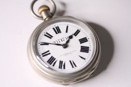 VINTAGE FATTORINI & SONS CONTINENTAL RAILWAY POCKET WATCH, circular white dial with roman numeral