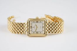 MID SIZE VACHERON CONSTANTIN 18CT GOLD AUTOMATIC TOLEDO WRISTWATCH, rectangular two tone dial with