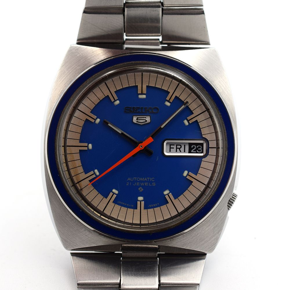 *TO BE SOLD WITHOUT RESERVE*GENTLEMAN'S RARE VINTAGE SEIKO 5 AUTOMATIC BLUE SQUARE ON BRACELET, - Image 5 of 5