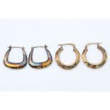 2 x 9ct gold hoop earrings 2.8 grams gross