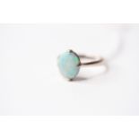 Opal Ring, stamped 18ct white gold, size P, 2.76g.