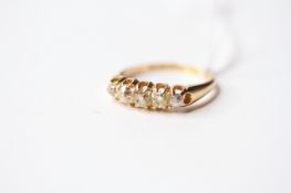 Victorian 5 Stone Diamond Ring, stamped 18ct yellow gold, size Q1/2, 3.91g.