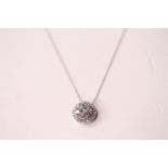 10ct white gold diamond cluster pendant with a 10ct white gold Prince Of Wales style-chain, boxed.