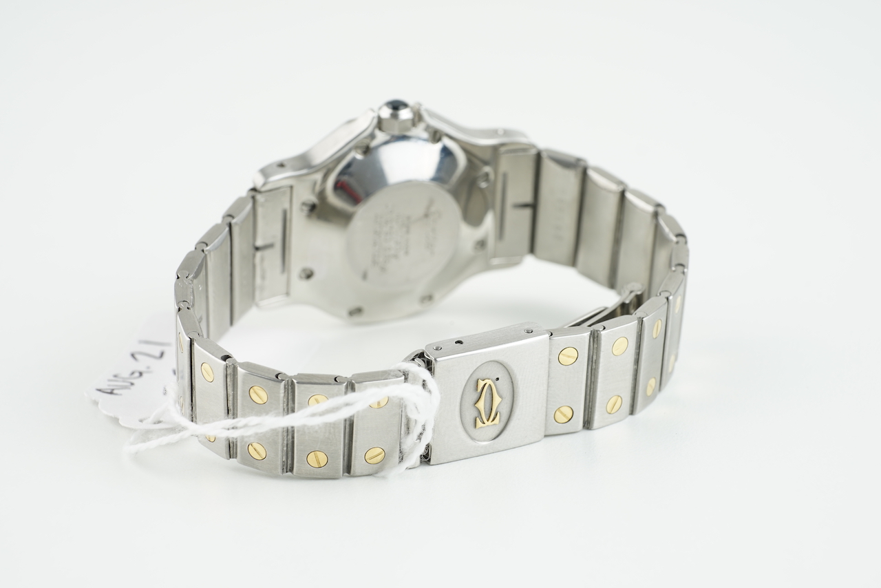 LADIES CARTIER RONDE STEEL & GOLD WRISTWATCH, circular white dial with roman numeral hour markers - Image 2 of 2