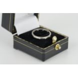 DIAMOND SET PLATINUM BAND RING WITH BOX, a diamond flush set band made from platinum, comes with