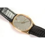 VINTAGE 9CT OMEGA DRESS WATCH REFERENCE 192.0065, grey textured dial, baton hour markers, date