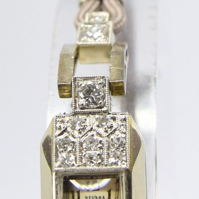 LADIES ART DECO NEVADA GENEVE WITH 22 DIAMONDS IN PLATINUM CASE WITH PLATINUM CLASP CIRCA 1920S. - Image 5 of 7