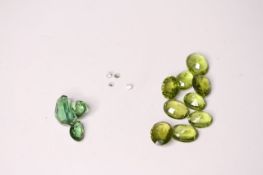 Collection of Peridot, Tourmaline and Diamonds, 3x Tourmaline including 14.2x9mm oval cut and 2x