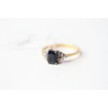 Sapphire & Diamond Ring, stamped 18ct yellow gold, size M, 2.52g.