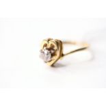 Diamond Heart Ring, stamped 18ct yellow gold, size P, 3.22g.