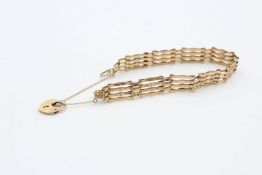 9ct Gold gate bracelet w/ heart padlock 6.7 grams gross
