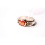 Fire Opal Ring, 14ct gold & silver, size Q, 7.86g