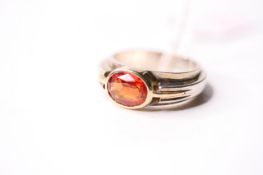 Fire Opal Ring, 14ct gold & silver, size Q, 7.86g