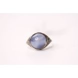 Cabochon Star Sapphire Ring, set with a cabochon cut star sapphire, art deco style, size O.