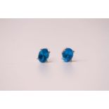 Pair of neon blue apatite silver studs