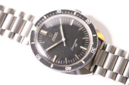 VINTAGE OMEGA SEAMASTER AUTOMATIC 120 REFERENCE 165.00027, circular black dial with patina baton