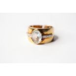 Aquamarine & Diamond Ring, stamped 14ct yellow gold, size Q, 8.43g.