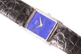 PIAGET 18CT WHITE GOLD LAPIS LAZULI DIAL WRISTWATCH, rectangular lapis lazuli dial, 23mm 18ct