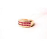 Diamond & Ruby Ring, stamped 18ct yellow gold, size N, 5.85g