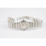 LADIES OMEGA CONSTELLATION WRISTWATCH, circular white dial with applied silver hour markers and