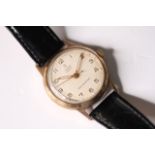 VINTAGE 9CT TUDOR ROYAL WRIST WATCH 1953, circular cream dial qith arabic numeral hour markers, 30mm