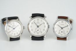 GROUP OF 3 TUDOR WRISTWATCHES, group of three tudor wristwatches with re finished dials, 30-35mm