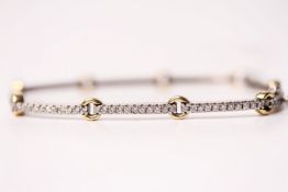 Diamond Set Bracelet, set with round brilliant cut diamonds in 18ct white gold, interlinked with
