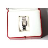 18CT CARTIER FRANCAISE DIAMOND BEZEL WITH BOX CIRCA 2005 REFERENCE 2403, square cream dial with