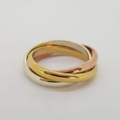 Vintage 9 carat white yellow and rose gold Russion Wedding band. 8.5g, full hallmark Size R