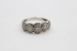 9ct White gold diamond cluster dress ring 2.8 grams gross