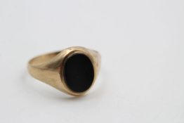 vintage 9ct gold black onyx signet ring 2.1 grams gross