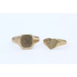 2 x 9ct gold signet rings 2.5 grams gross