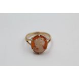 9ct Gold shell cameo ring 2.2 grams gross