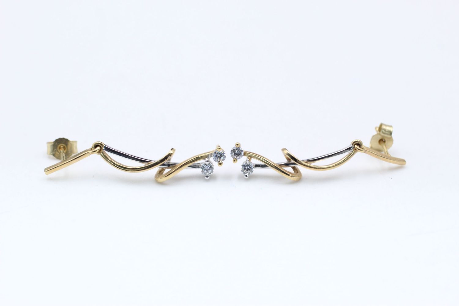 2 x 9ct Gold gemstone stylized drop earrings 4.6 grams gross - Image 5 of 7