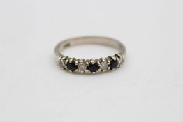 9ct Gold diamond & sapphire seven stone ring 2.3 grams gross