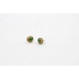 9ct gold nephrite large stud earrings 2.3 grams gross