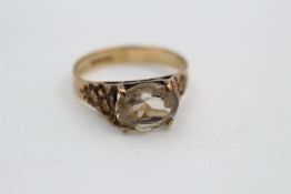 vintage 9ct gold 1970s modernist textured smoky quartz ring 2.6 grams gross