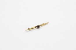 15ct gold antique sapphire & seed pearl halo bar brooch 3.8 grams gross