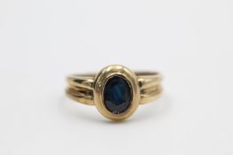 9ct gold sapphire stylized ring 3.3 grams gross