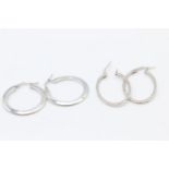 2 x 9ct white gold hoop earrings 2.5 grams gross